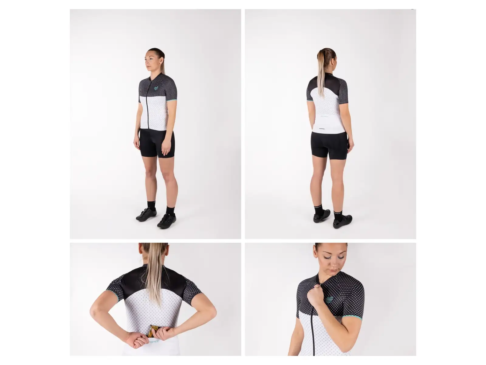 Force Points women's jersey short sleeve black/white/turquoise