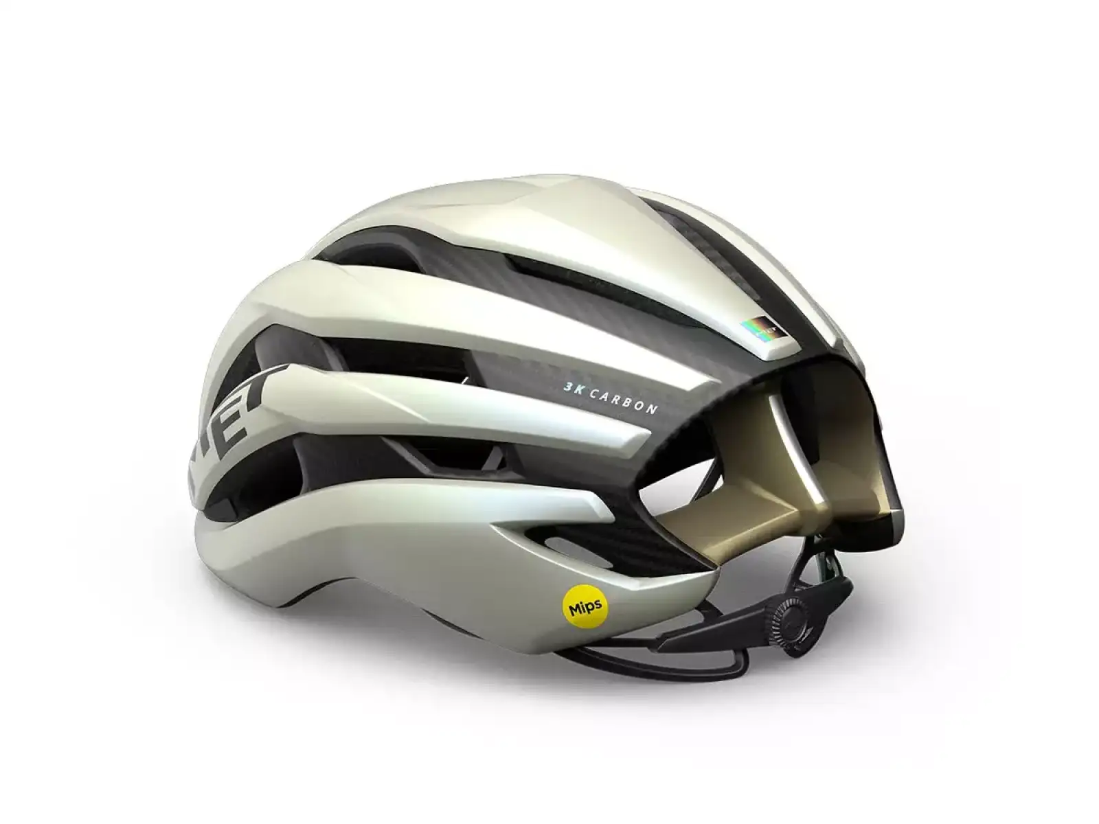MET Trenta 3K Carbon MIPS cycling helmet Vanilla Ice Gold