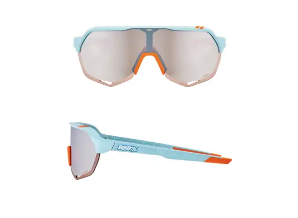 100% Soft Tact Two Tone Mirror Glasses Blue/Orange/Silver