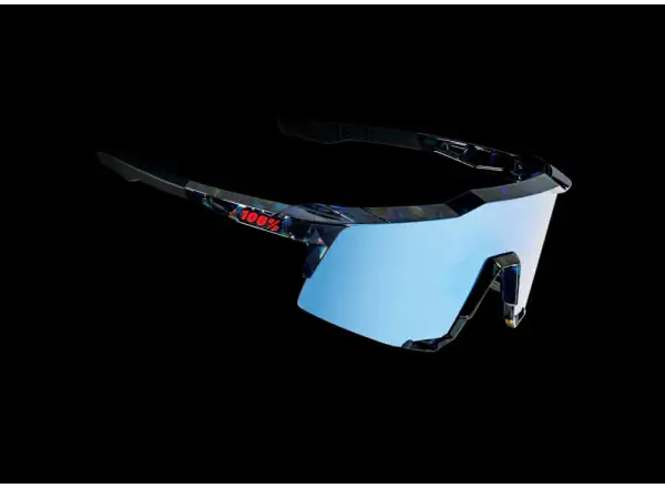 100% SPEEDCRAFT Cycling Glasses Black Holographic/Hiper blue Multilayer Mirror Lens