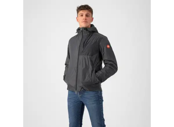 Castelli Riscalda Puffy men's jacket dark gray/electric lime
