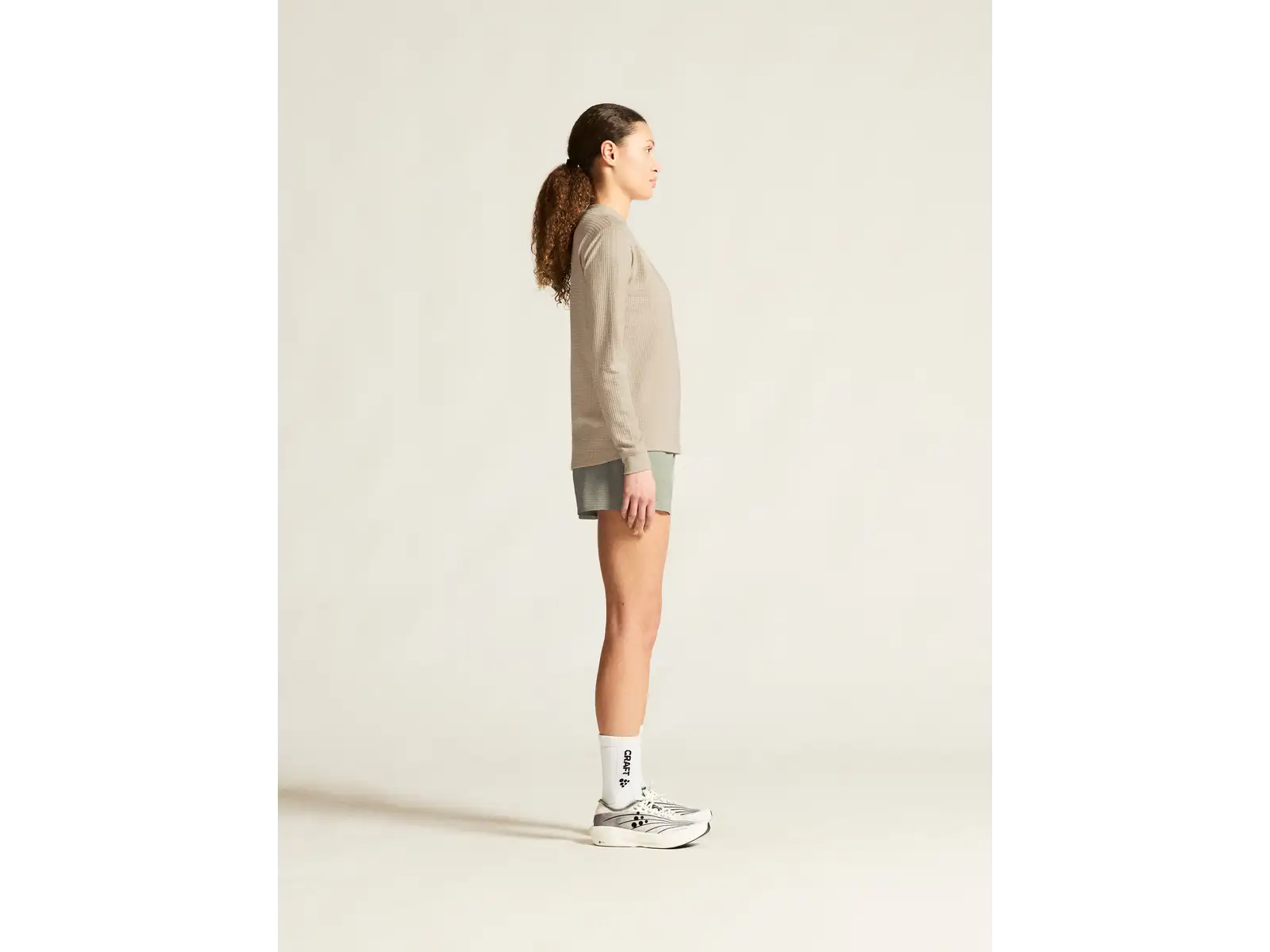 Craf Wool Waffle women's long sleeve shirt beige