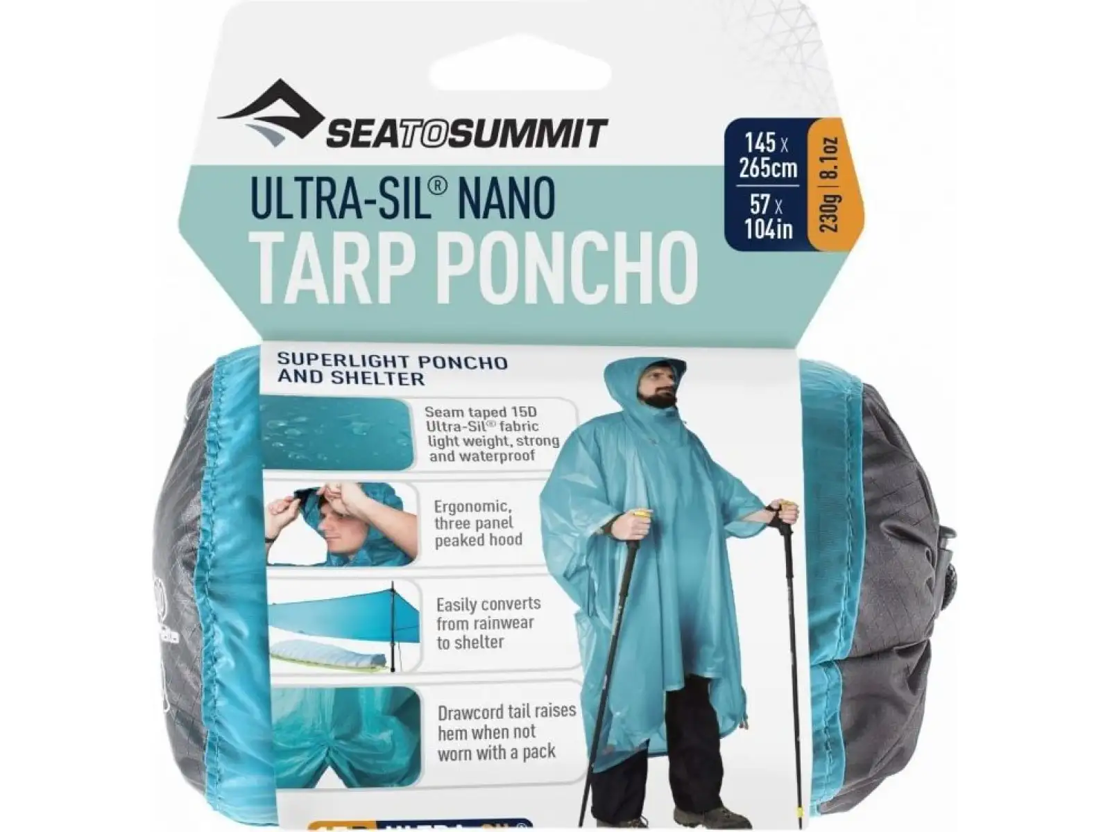 Sea to Summit Ultra-Sil Nano Tarp Poncho Pacific Blue