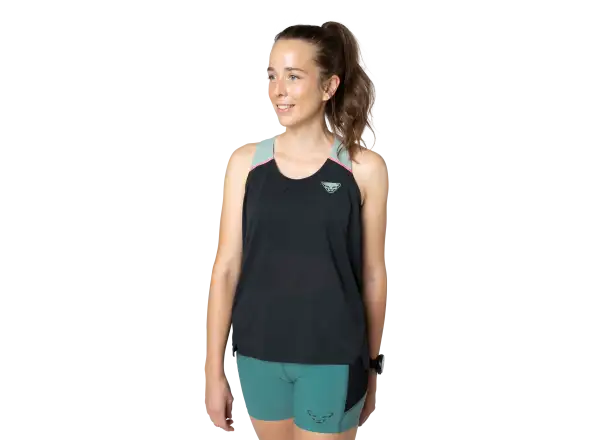 Dynafit Sky women's running tank top Black Out/Jadelite