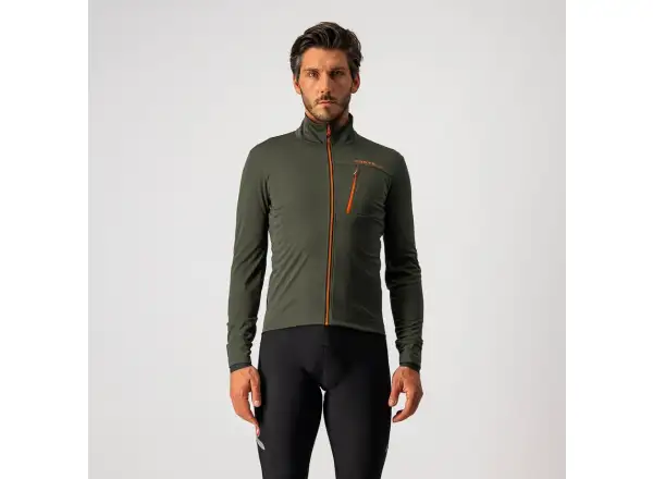 Castelli Go men's jacket military green/fiery red