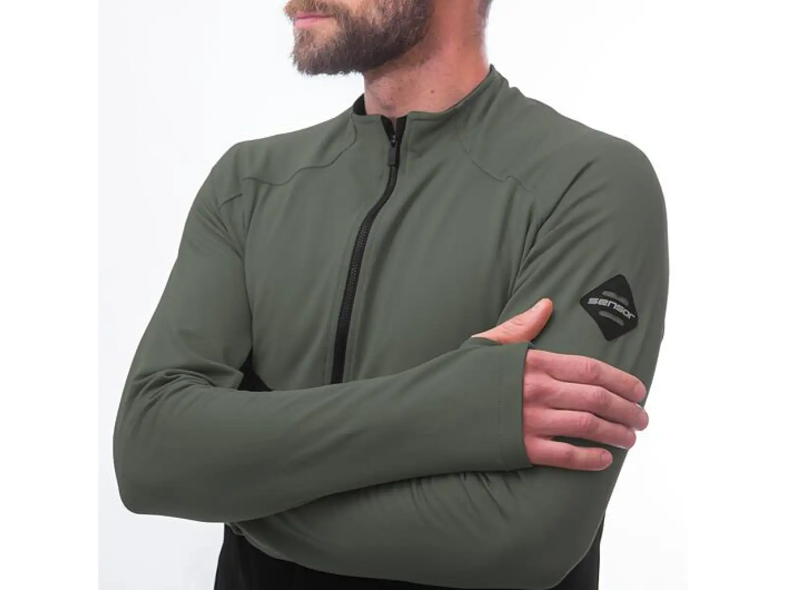 Sensor Coolmax Thermo men's sweatshirt black/Olive Green