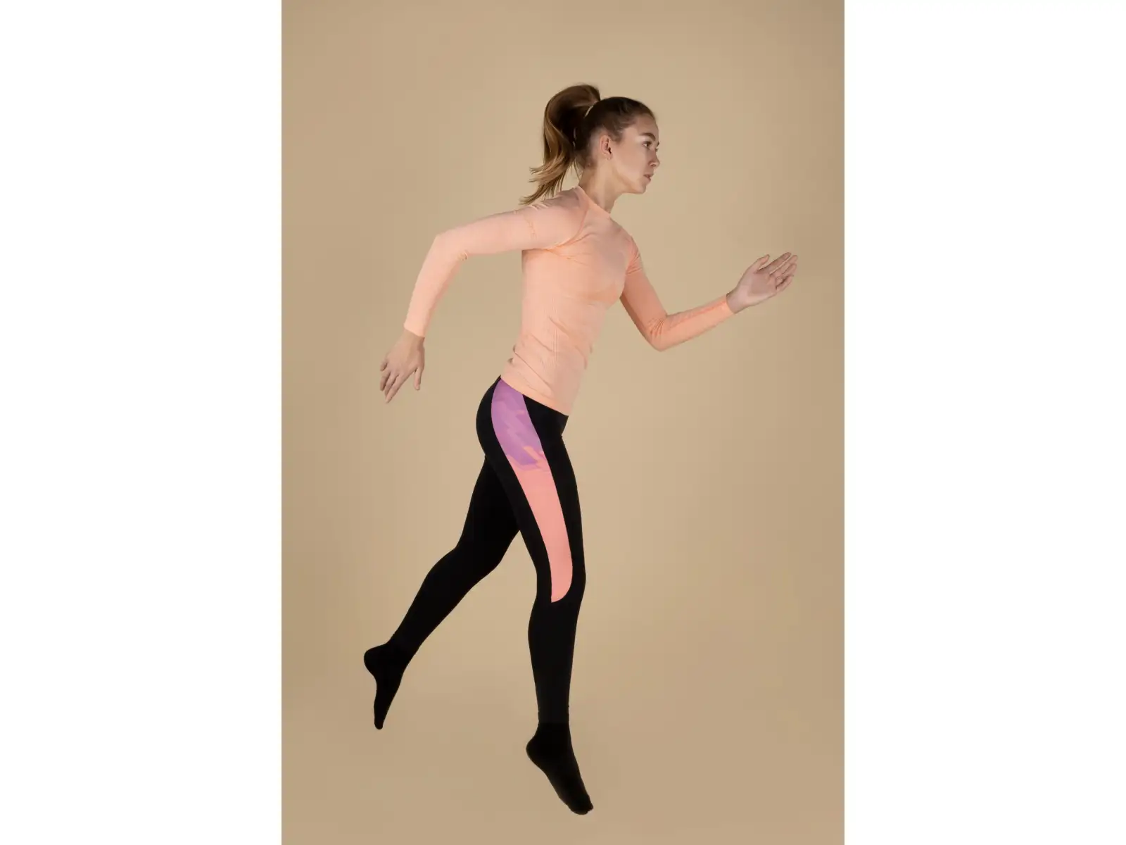 Force Ridge women's high-waisted trousers without pad black/apricot