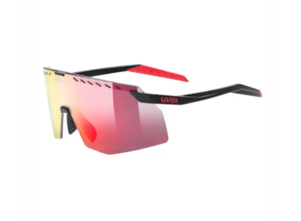 Uvex Pace Stage cycling glasses Black matt/Mirror Red
