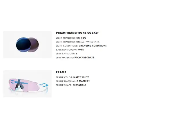 Oakley Radar EV Path photochromic glasses Matte White/Prizm Transitions Cobalt