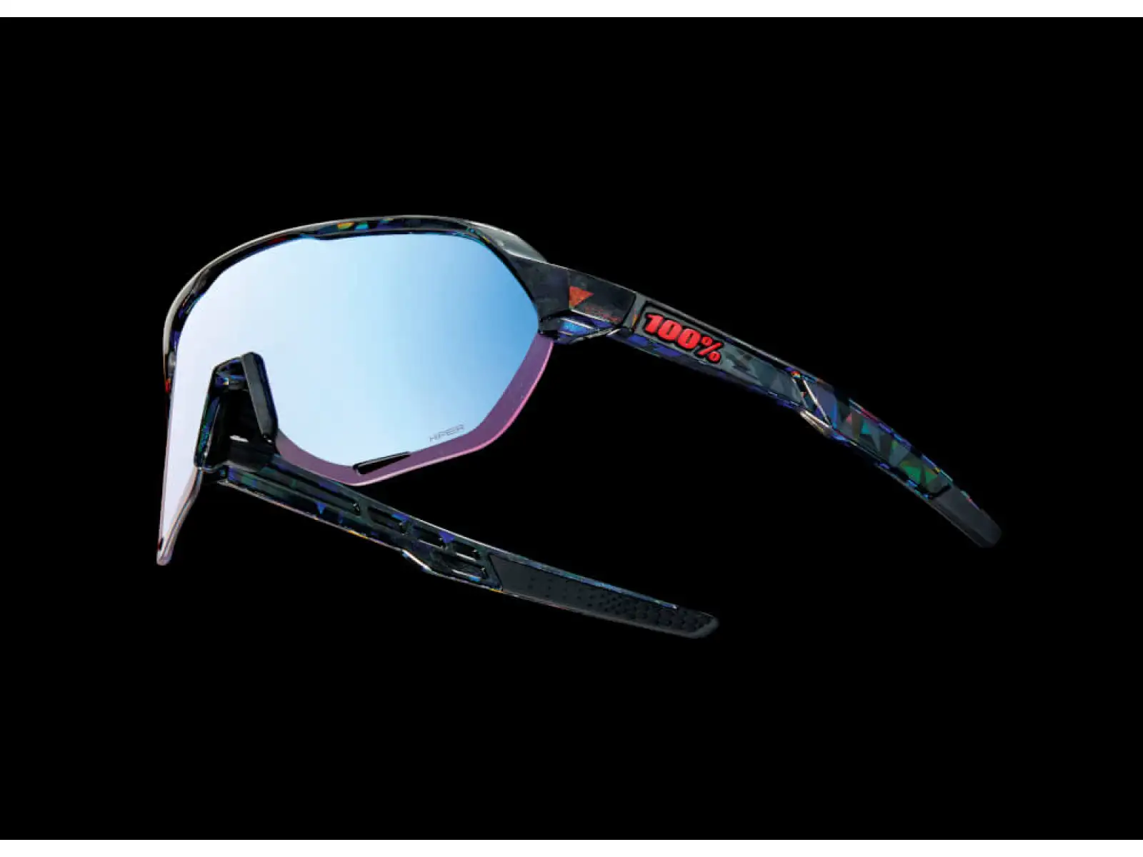 100% S2 HiPER Cycling Glasses Black Holographic/Blue Multilayer Mirror Lens