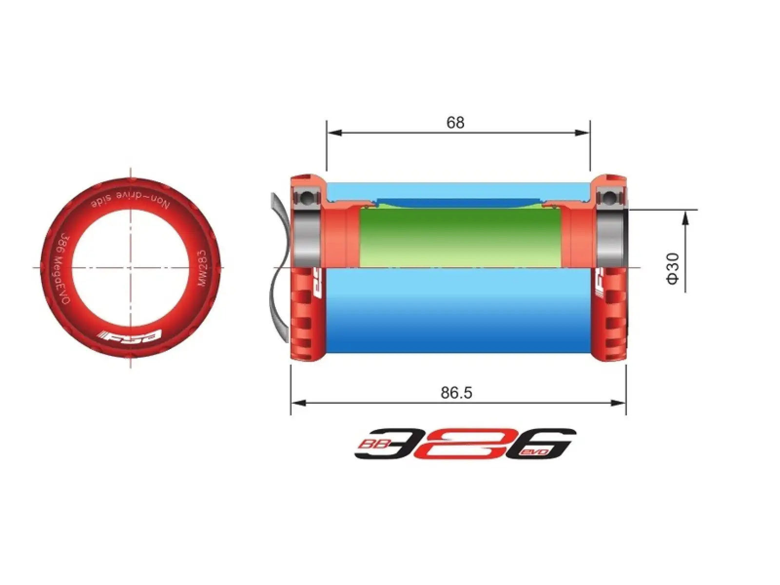 FSA MegaEVO 386 Road bottom bracket cups
