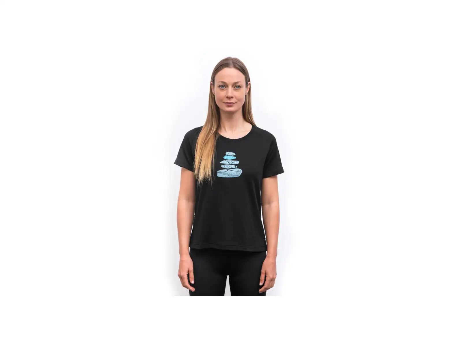 Sensor Merino Blend Stone women's t-shirt short sleeve black