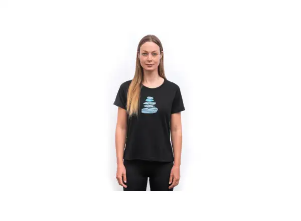 Sensor Merino Blend Stone women's t-shirt short sleeve black