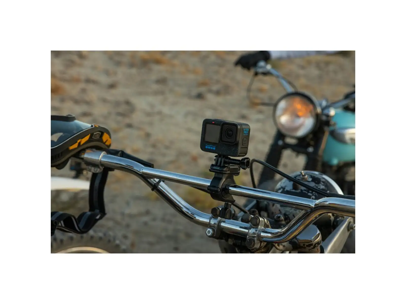 GoPro camera mount on handlebars