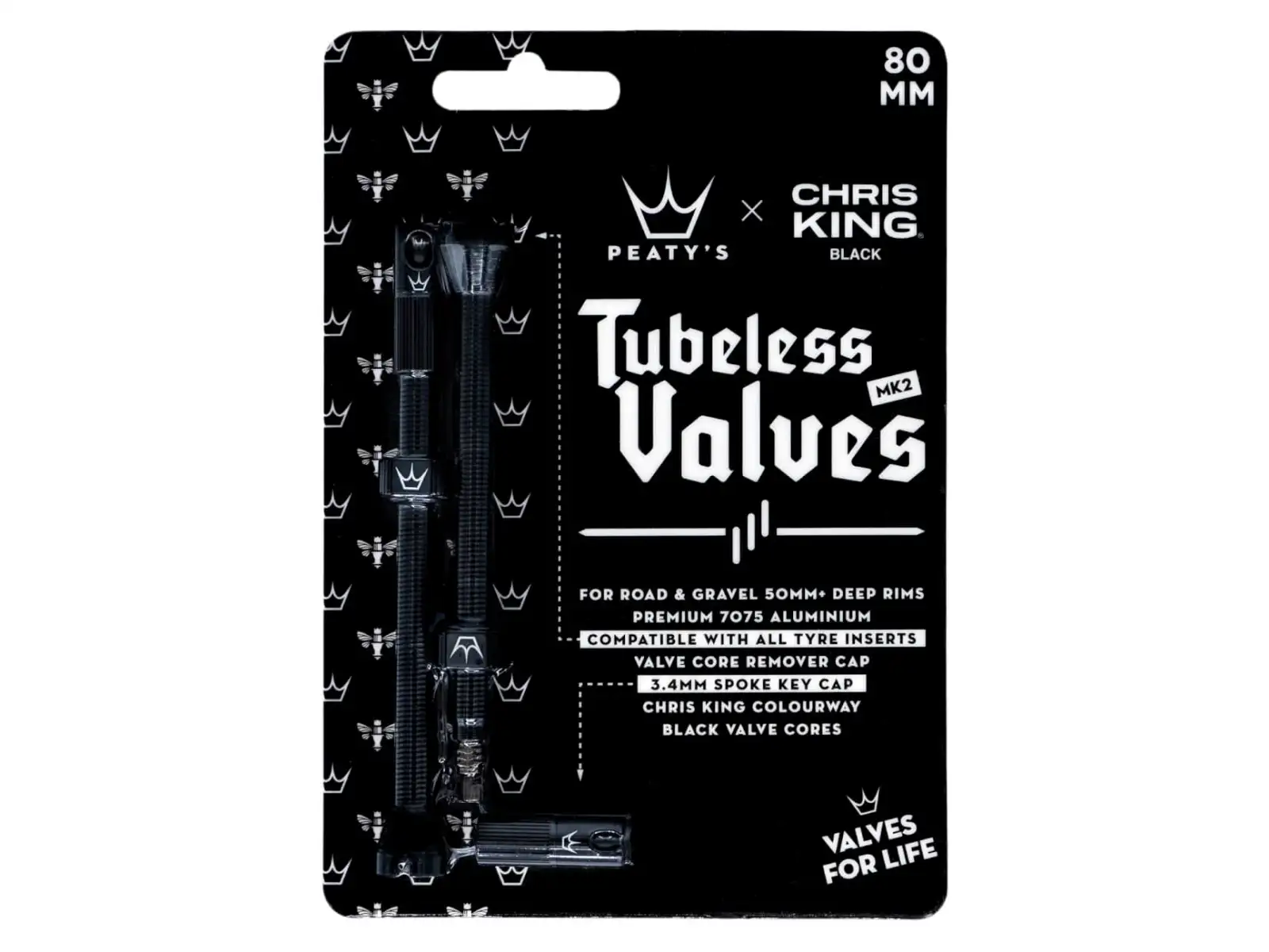 Peatys X Chris King MK2 tubeless valves 80 mm