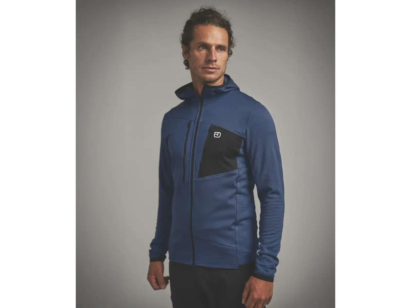 Ortovox Fleece Grid Hoody men's sweatshirt Black Raven