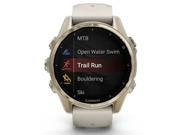 Garmin fenix 8 - 43 mm AMOLED Sapphire smart watch Soft Gold Fog grey