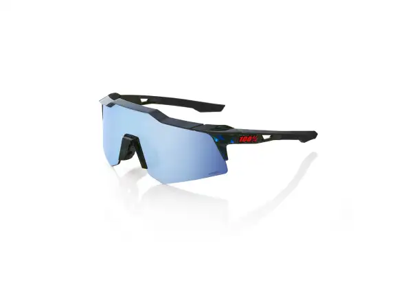 100% Speedcraft XS Black Holographic/HiPER Blue Multilayer Mirror Sunglasses