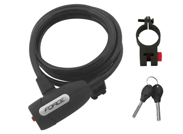 Force Lux lock spiral 180cm/8mm + holder black