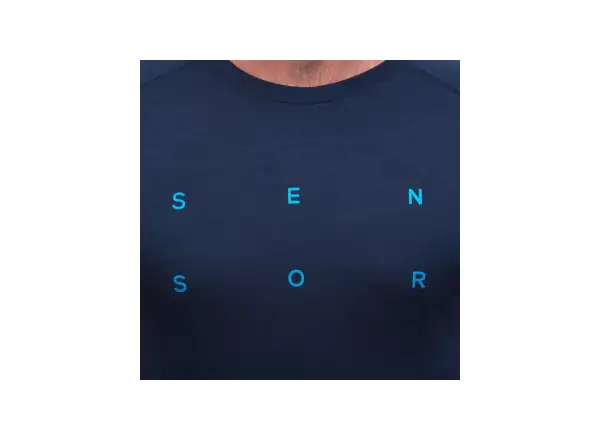 Sensor Merino Blend Typo men's T-shirt short sleeve Deep Blue