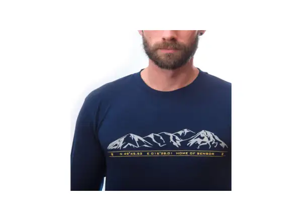 Sensor Merino Active PT Mountains men's shirt long sleeve Deep Blue