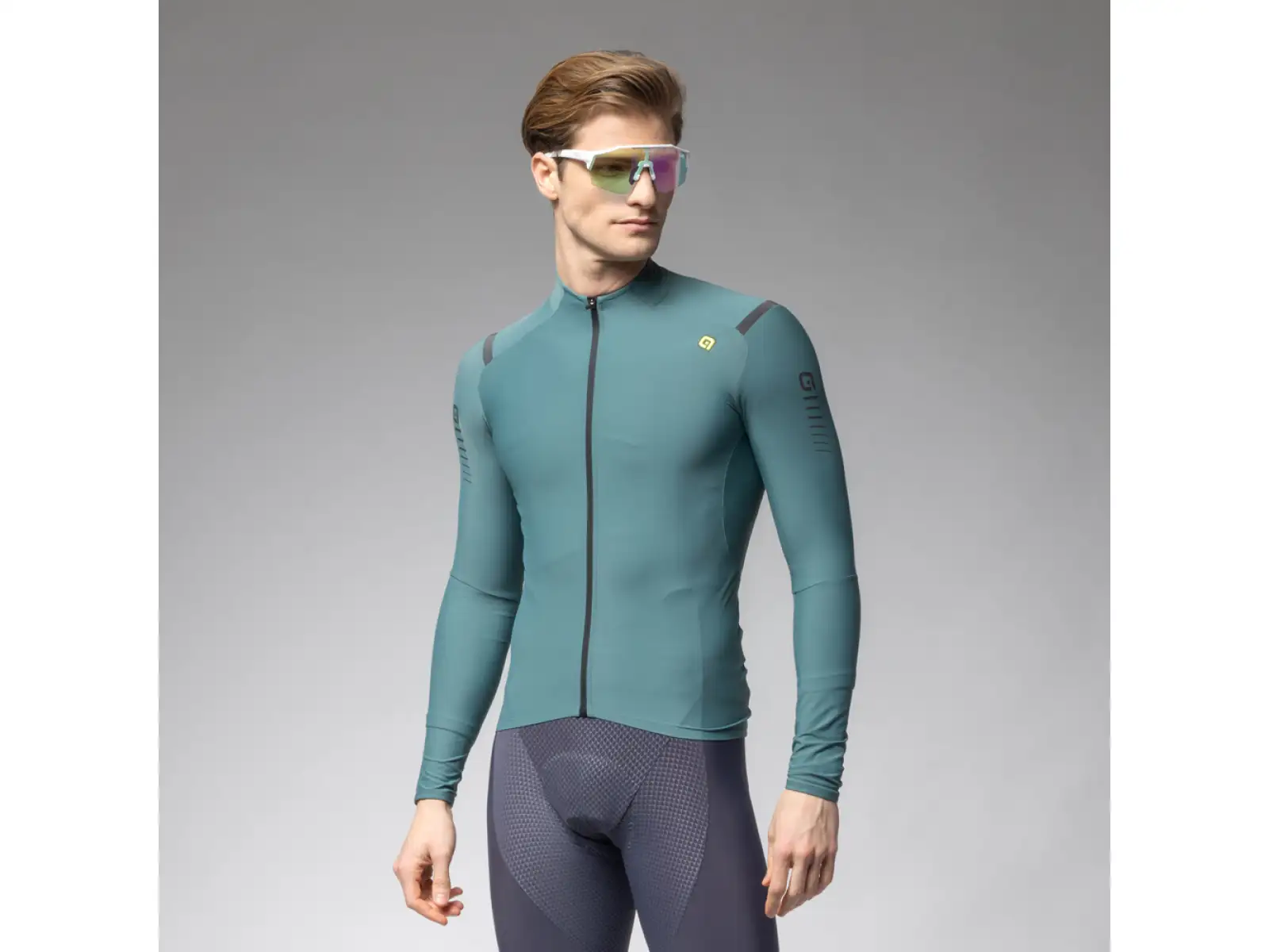 Alé R-EV1 Warm Race men's jersey insulated long sleeve Pier Green