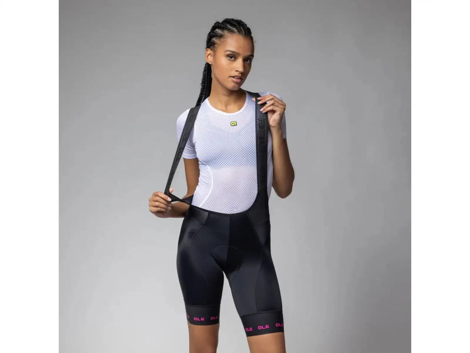 Alé PR-E Strada 2.0 women's shorts with padding and braces Fucsia