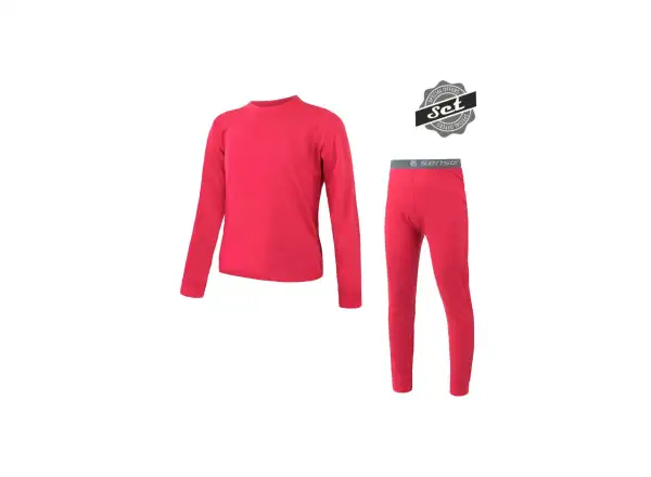 Sensor Merino Air kids set long sleeve shirt + bottom trousers Magenta