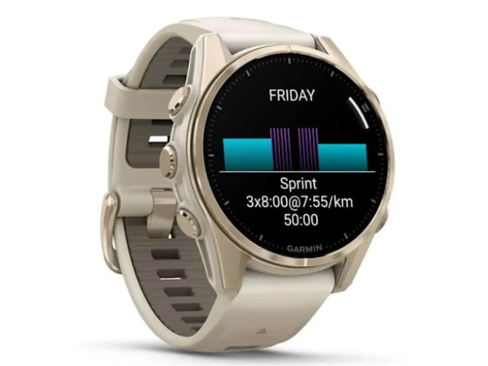 Garmin fenix 8 - 43 mm AMOLED Sapphire smart watch Soft Gold Fog grey