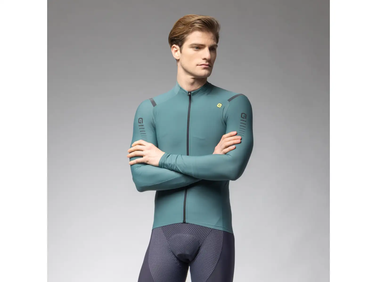 Alé R-EV1 Warm Race men's jersey insulated long sleeve Pier Green