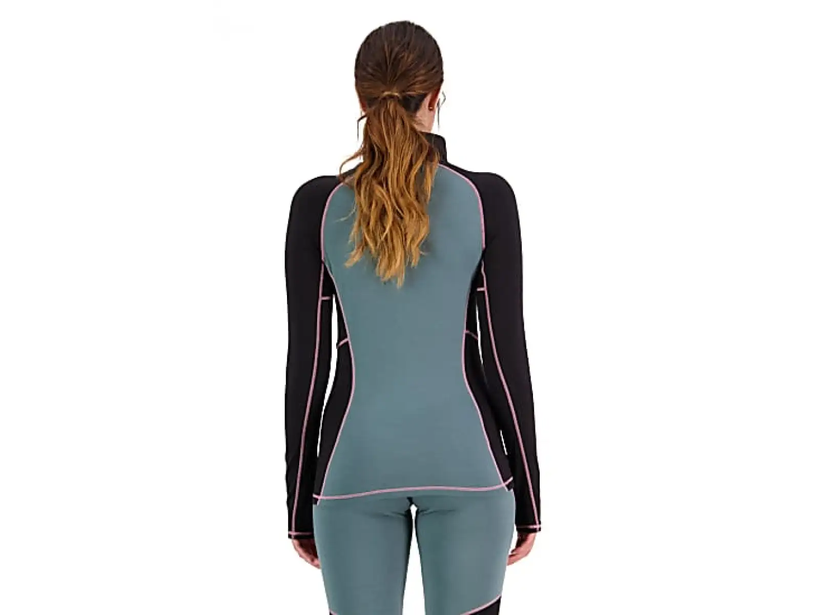 Mons Royale Olympus Half Zip WMNS women's long sleeve shirt burnt sage/black