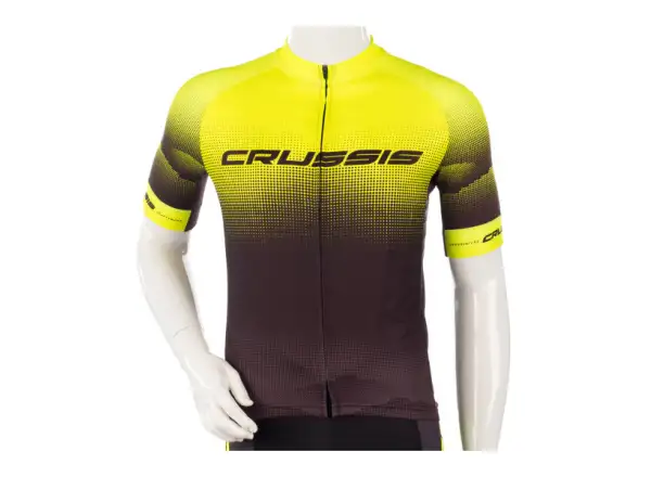 Crussis men's cycling jersey short sleeve black/yellow