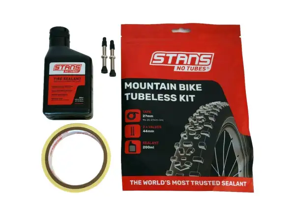 No Tubes MTB Tubeless Setup Kit – Sealant 200 ml, Tape 27 mm, Calve 44 mm