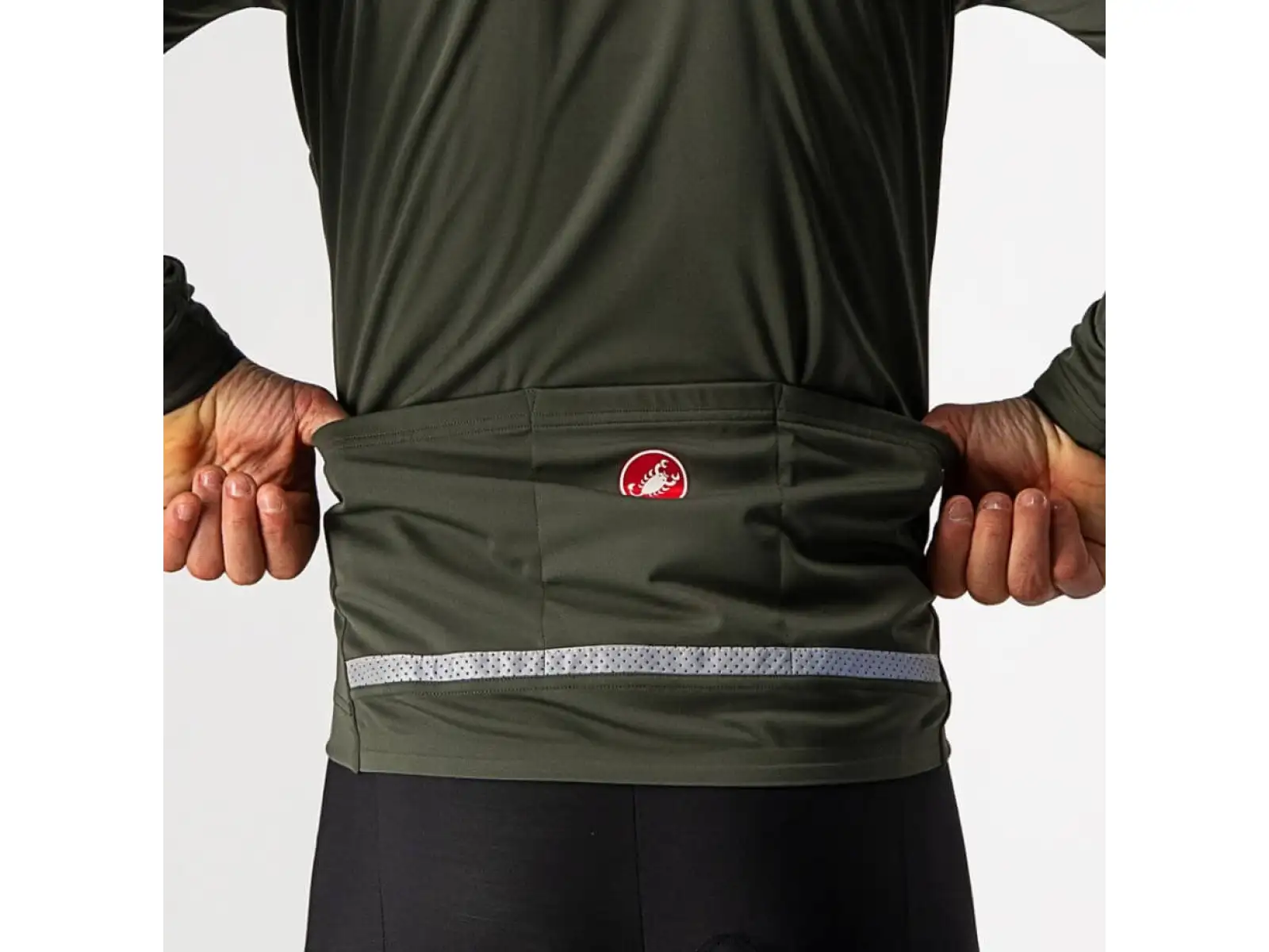 Castelli Go men's jacket military green/fiery red