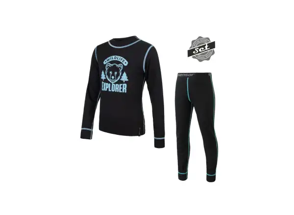 Sensor Double Face Set Wild children's thermal set long sleeve black