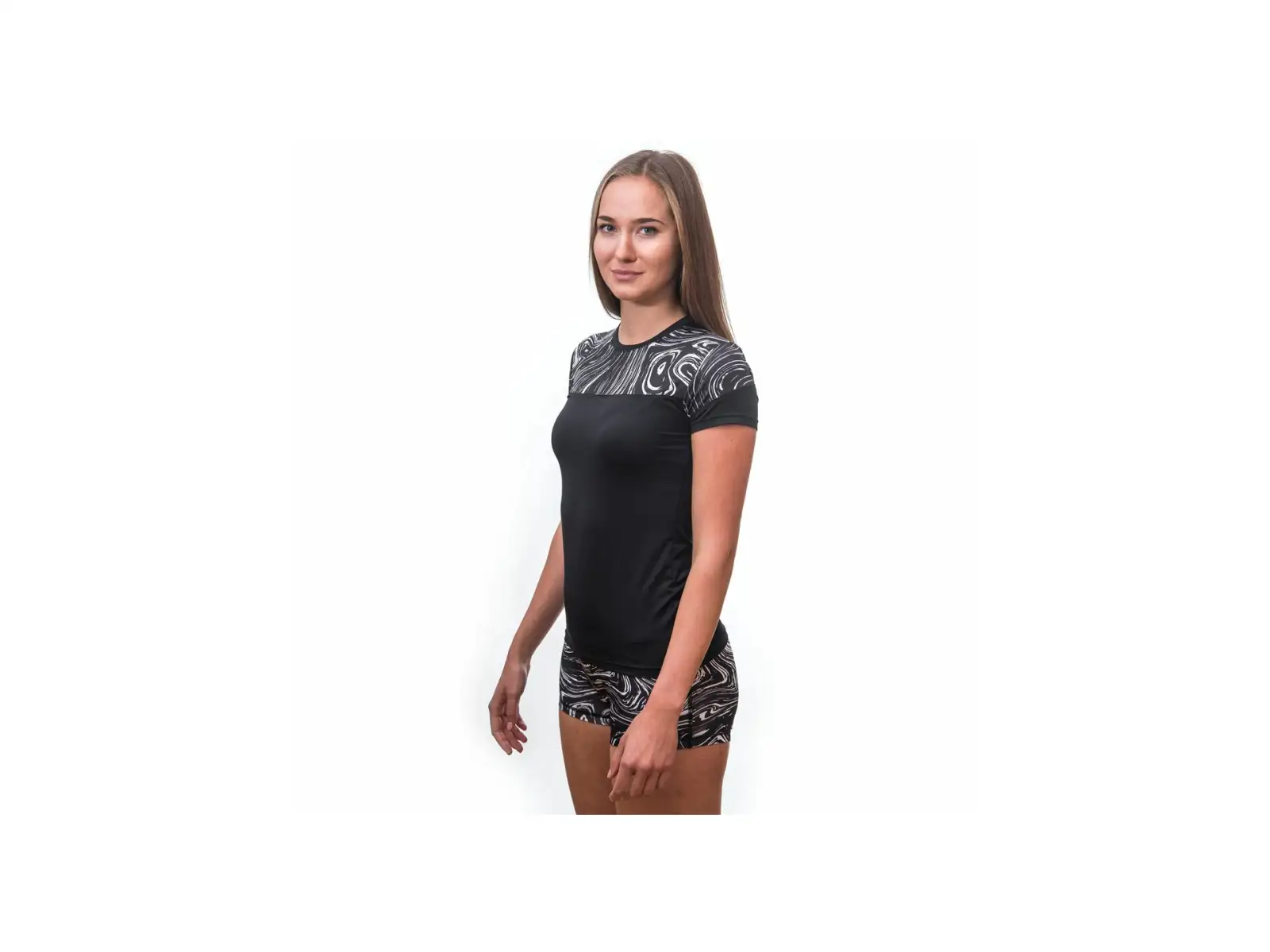 Sensor Coolmax Impress women's T-shirt short sleeve black/sea