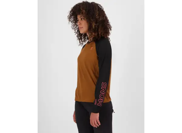 Mons Royale Tarn Merino women's long sleeve shirt Caramel / Black