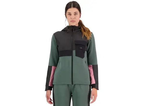 Mons Royale Decade Mid Hoody women's sweatshirt long sleeve Burnt sage/black