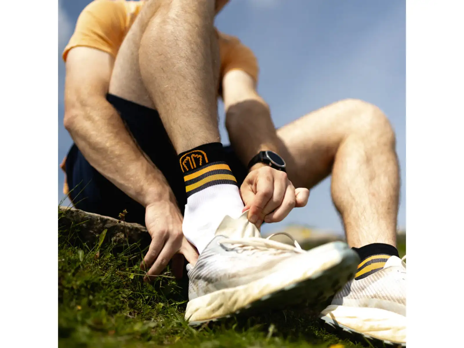 Sidas Run Anatomic Light Ankle running socks white-black