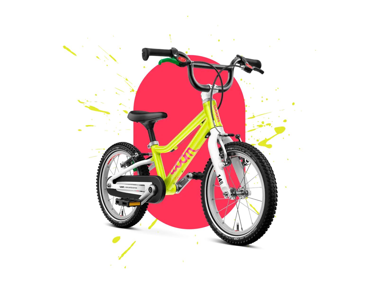 Woom GO 2 kids bike neon lime