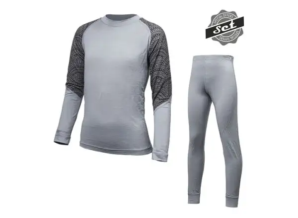 Sensor Merino Impress Set children's long sleeve shirt + pants grey/Maori