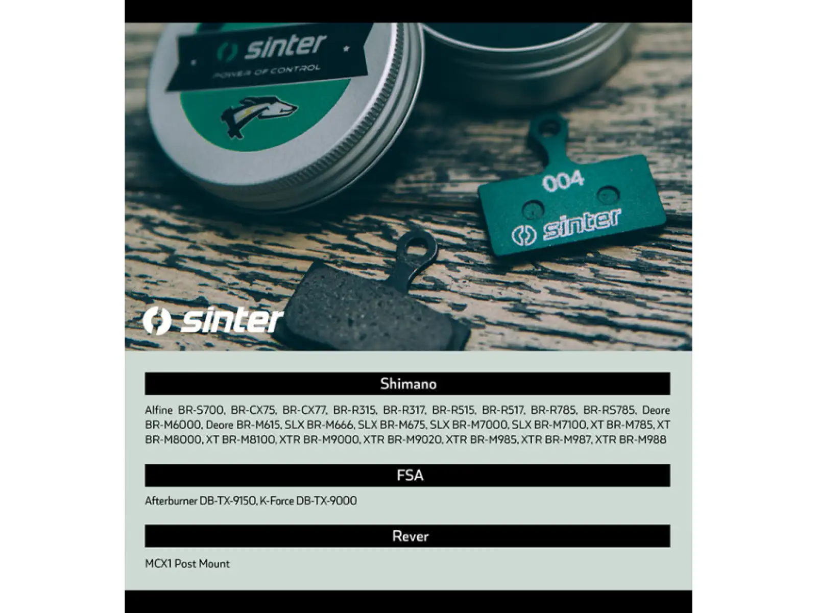 Sinter Shimano G Type brake pads polymer green