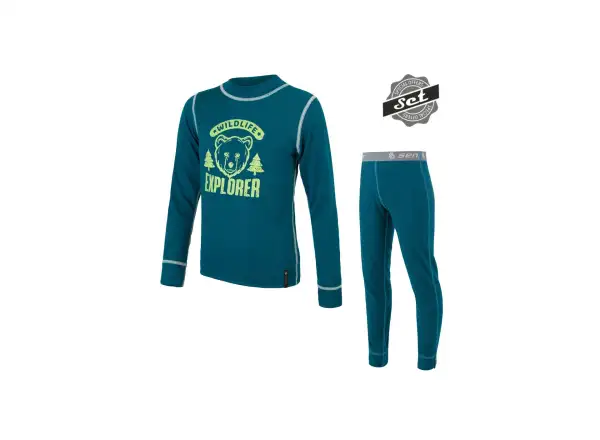 Sensor Double Face Set Wild children's thermal set long sapphire