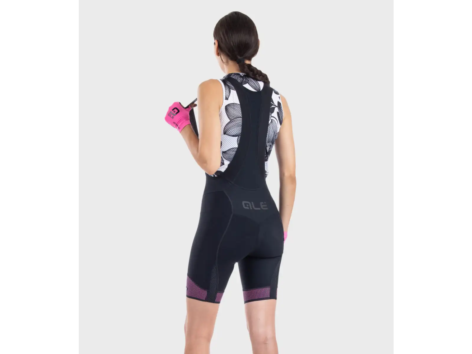 Alé PR-S Master 2.0 women's bib shorts with pad Black/Fluo Pink