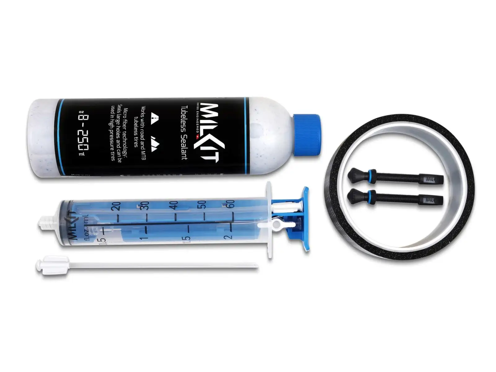 milKit conversion kit for tubeless tires valve 45 mm tape 25 mm