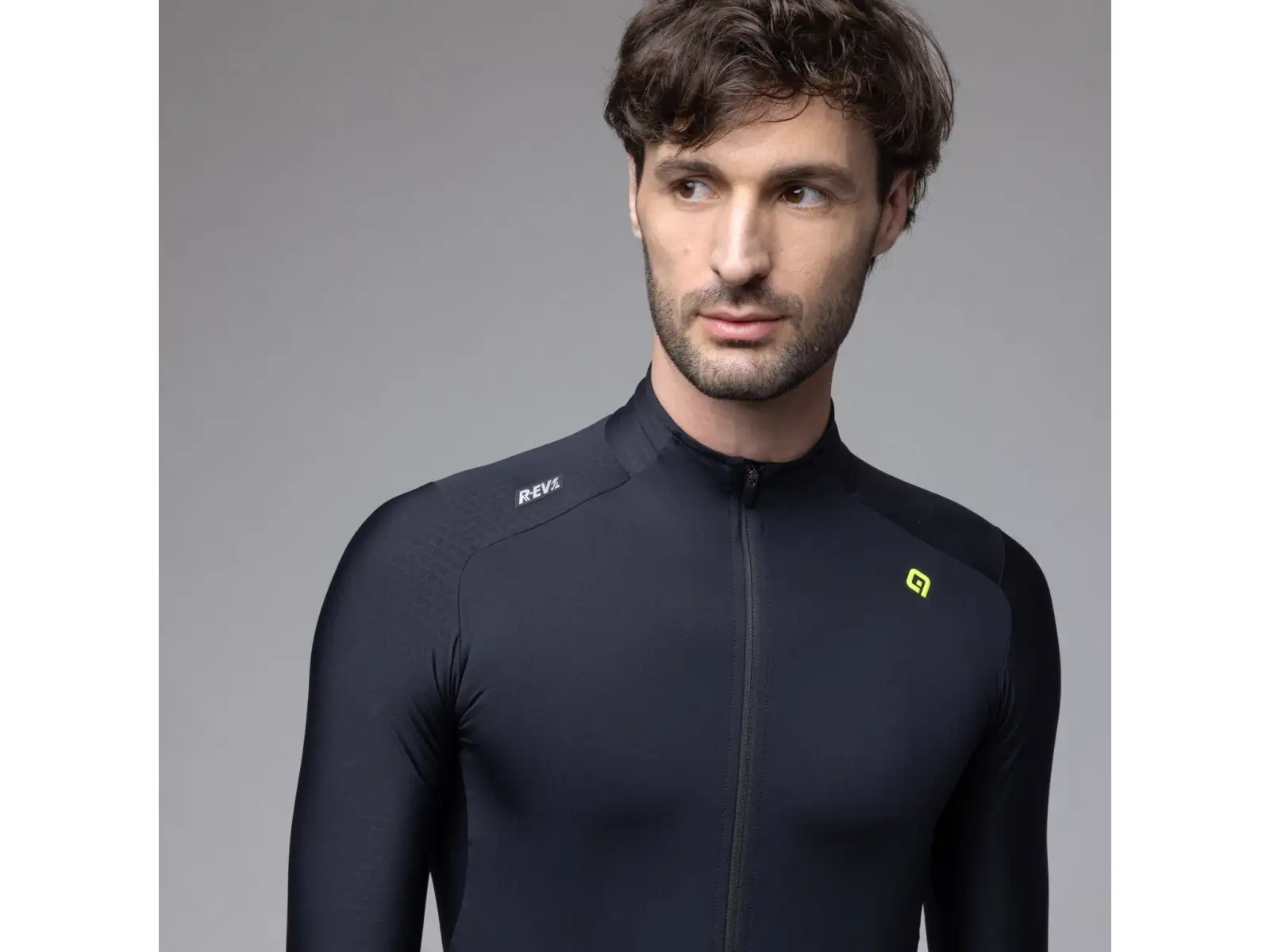 Alé R-EV1 Warm Race men's insulated cycling jersey Black