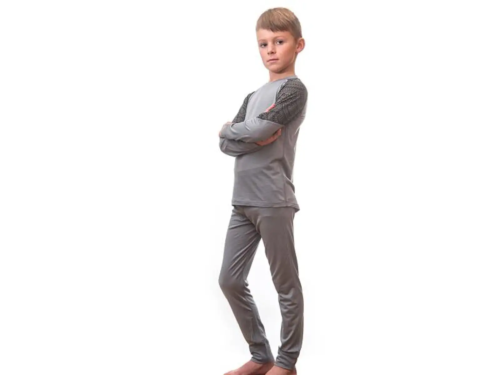 Sensor Merino Impress Set children's long sleeve shirt + pants grey/Maori