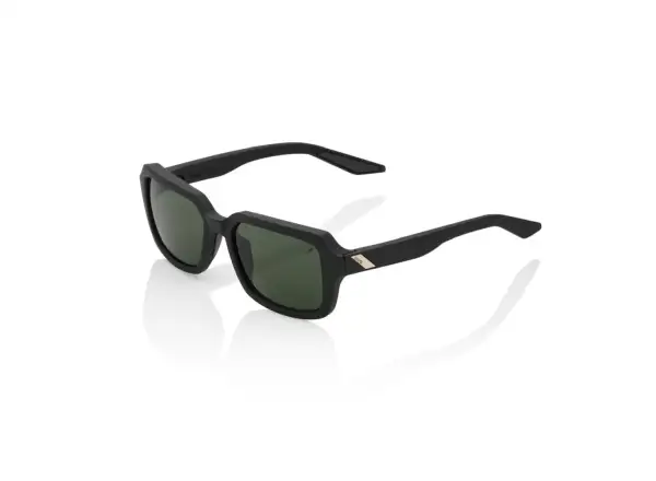 100% Rideley Glasses Soft Tact Black/Grey Green Lens