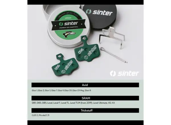 Sinter SRAM Level, Elixir, DB brake pads polymer green