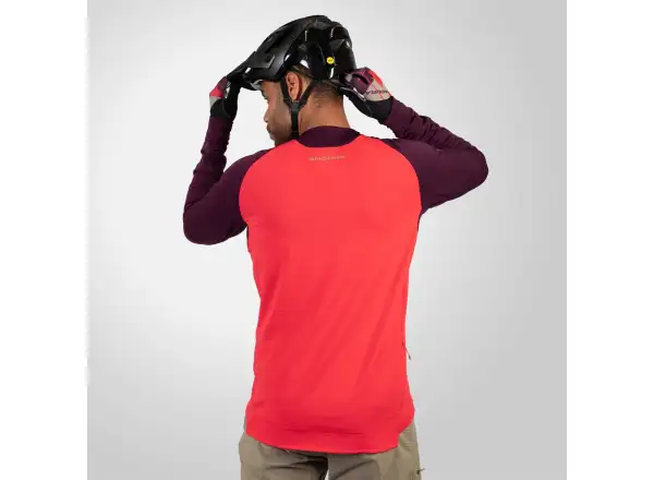 Endura SingleTrack Fleece men's jersey long sleeve Purple/Red